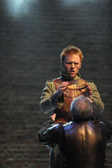 Playing opposite David Fielder, as Richmond in Richard III (2012) at the Royal Shakespeare Company, Stratford-upon-Avon. Photography Credit: Hugo Glendinning, © RSC.